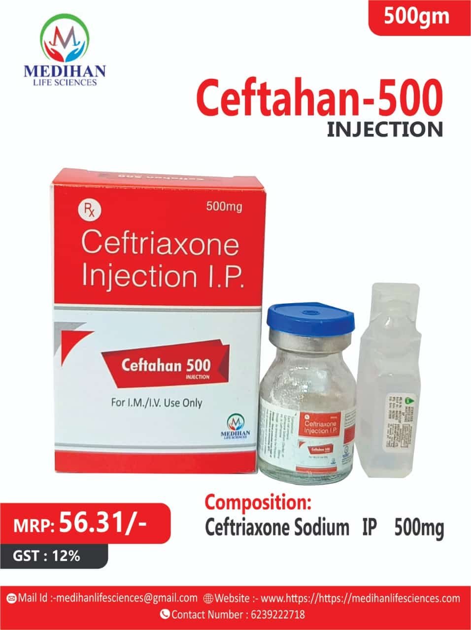 Home ceftahan 500 injection